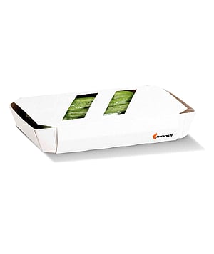 Packshot of a paper-based packaging for cucumbers or other vegetables by Mondi.
