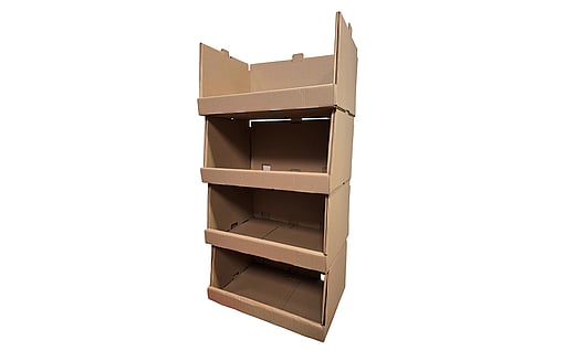 Corrugated shelves for stacking.