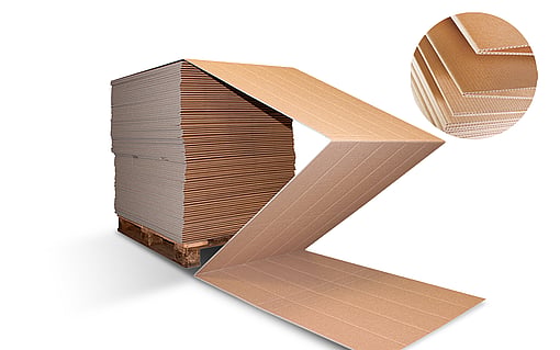 Close-up image of fanfold corrugated cardboard.