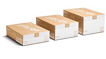 three boxes lined up in a row growing in size