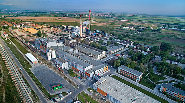 Aerial photo of the Stambolijski Mill in Bulgaria.