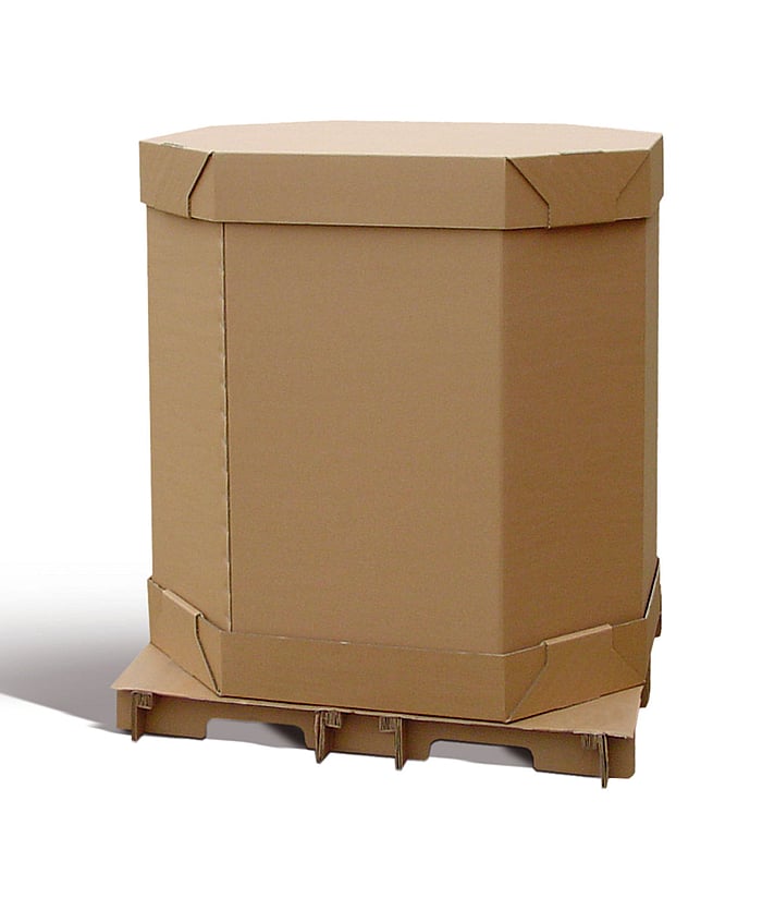 A product image of a corrugated Octabin container.