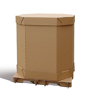 A product image of a corrugated Octabin container.