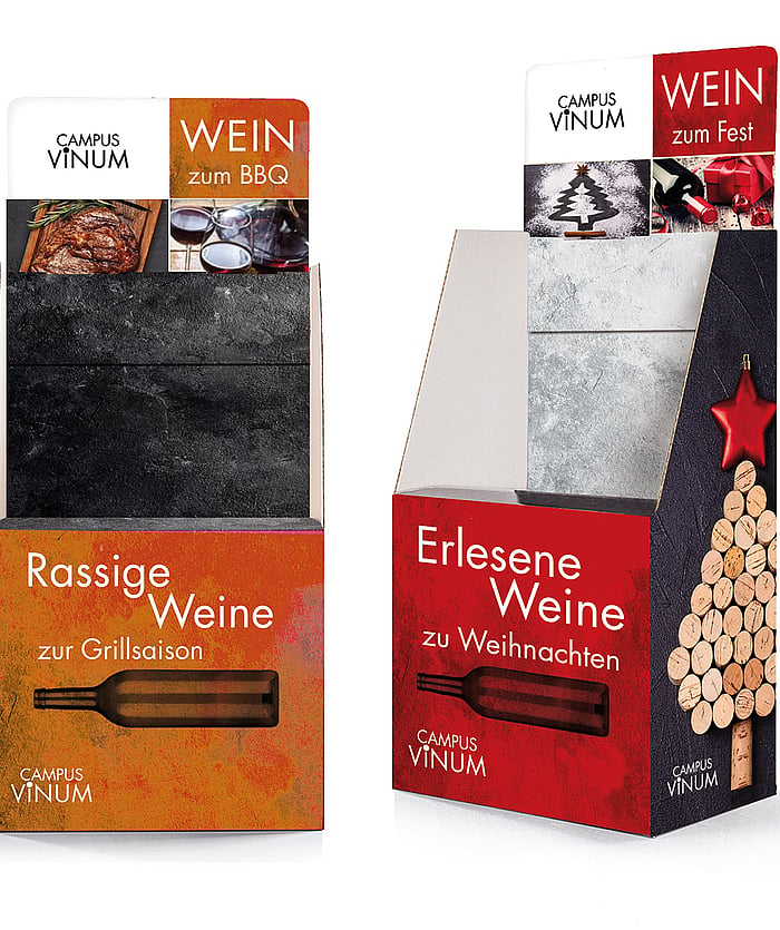 An image of a paper-based standard display for wine bottles.