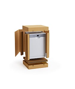 An animation showcasing Mondi's Snug & Strong solution, illustrating how corrugated board can replace polystyrene (EPS) in the packaging of white goods.